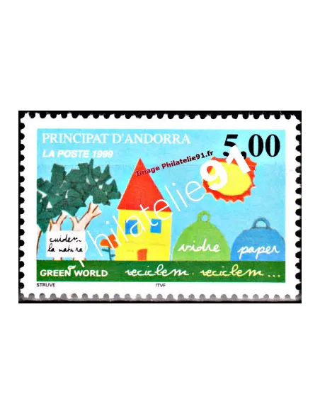 Timbre d'Andorre Français n° 513 - Thématiques: Enfance - Environnement