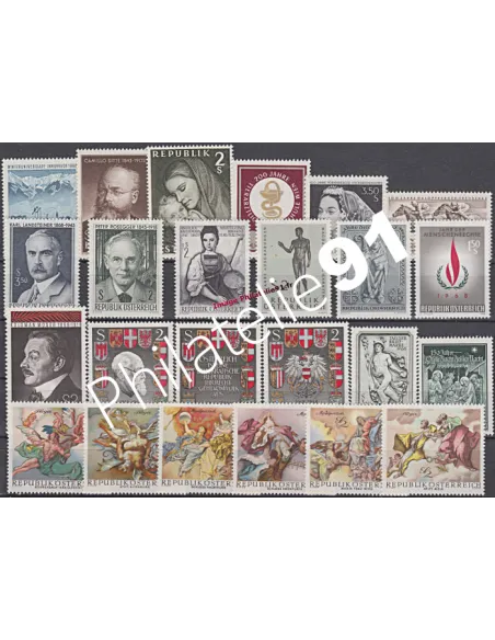 AUTRICHE, Année compléte 1968, collection timbres Europe