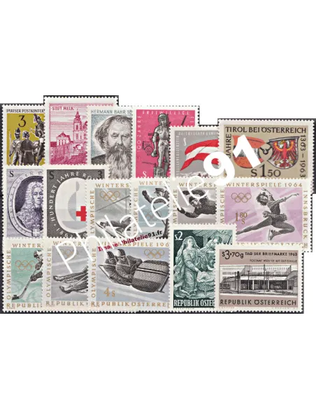 AUTRICHE, Année compléte 1963, collection timbres Europe