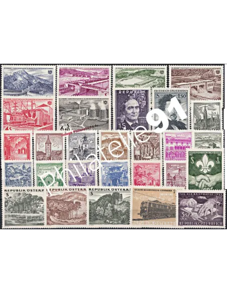 AUTRICHE, Année compléte 1962, collection timbres Europe