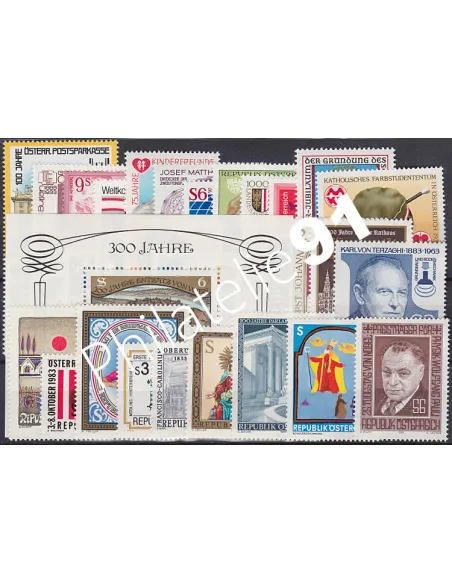 AUTRICHE, Année compléte 1983, collection timbres Europe