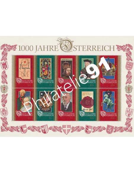 AUTRICHE, n° 2024 à 2033 en Feuille, Collection timbres Europe