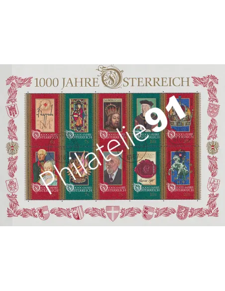 AUTRICHE, n° 2024 à 2033 en Feuille, Collection timbres Europe