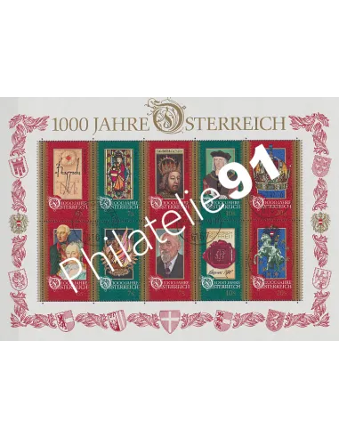 AUTRICHE, n° 2024 à 2033 en Feuille, Collection timbres Europe
