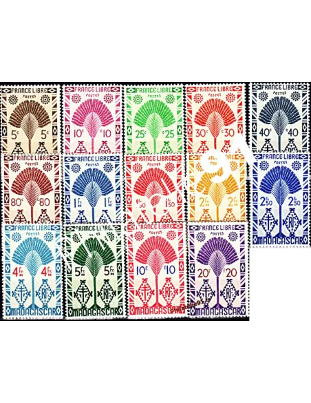 Timbres de Madagascar n°265 à 278, Série de Londres, timbres colonies