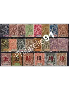 Timbres de Mohéli n° 1 à 22, Timbres des colonies françaises