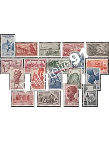 Timbres d'A.O.F. n° 24 à 42, timbres des colonies françaises