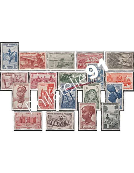 Timbres d'A.O.F. n° 24 à 42, timbres des colonies françaises