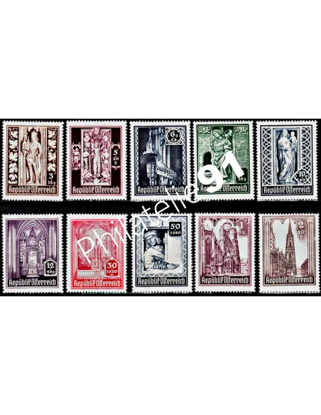 Timbres d’Autriche n° 653 au 662 - Cathédrale de Vienne