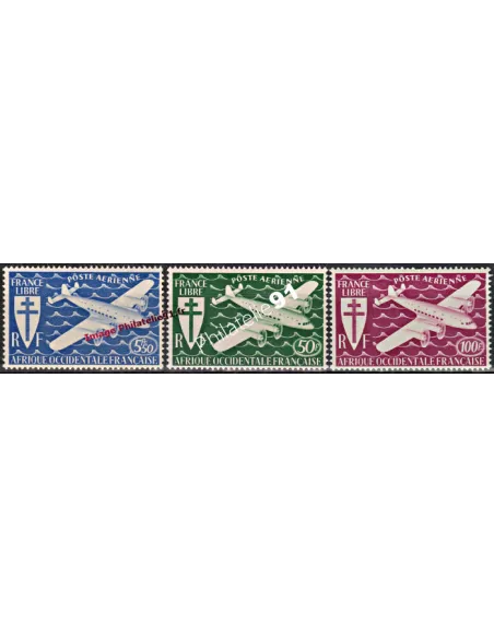 Timbres d'A.O.F. PA n° 1 à 3, Série de Londres, timbres des colonies