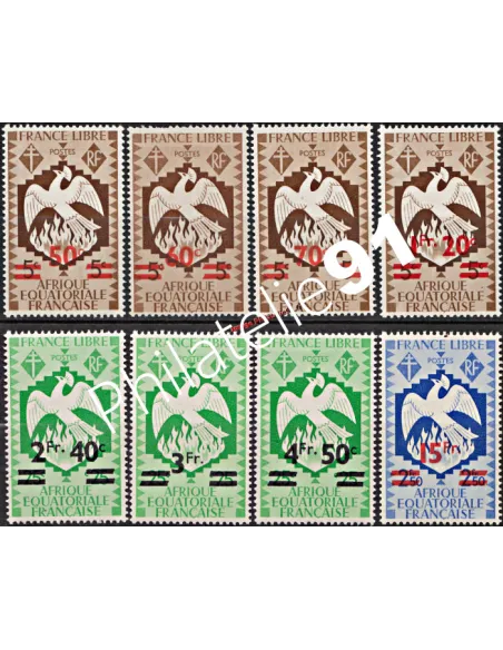 A.E.F. n° 198 à 205,Série de Londres, timbres des colonies françaises