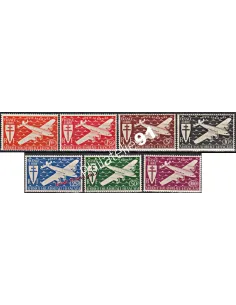 Timbres d'AE.F. n° PA 22 à 28. Avions, timbres des colonies