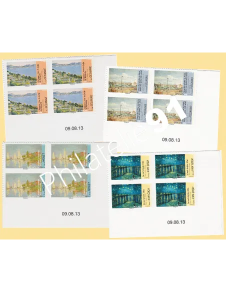 Coins datés adhésifs 826, 828, 829, 835A, collection timbres France