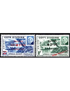 Timbres de Côte d'Ivoire n°175 et 176 surchargés, timbres des colonies