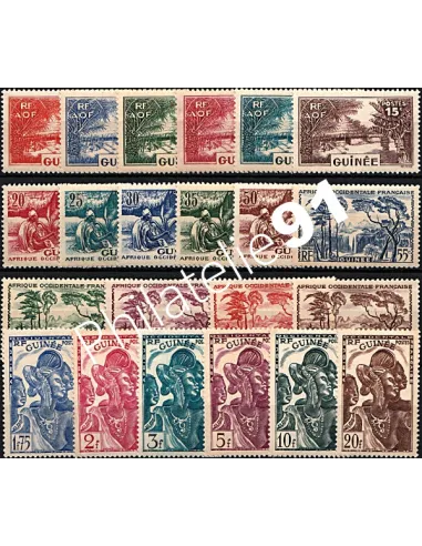 Timbres de Guinée n° 125 à 146, timbres des colonies françaises