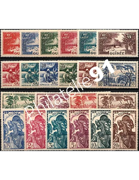 Timbres de Guinée n° 125 à 146, timbres des colonies françaises