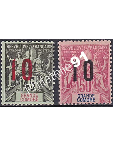 Grande Comore , variété sur n° 27A à 28A, collection timbres colonies