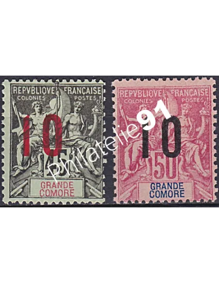 Grande Comore , variété sur n° 27A à 28A, collection timbres colonies