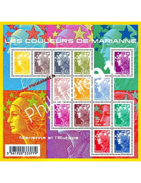 Timbre n° 4409 à 4421 ** - Feuille n° F4409 - Les couleurs de Marianne 2009