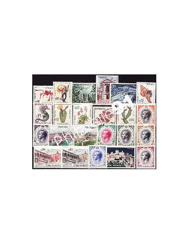 Timbres de Monaco n° 537A à 550 A - Prince Rainier III, faune, flore etvues