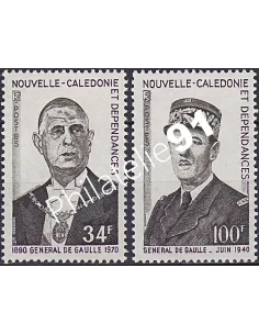 NOUVELLE CALEDONIE, n° 377 à 378, général de Gaulle, timbres Dom-Tom