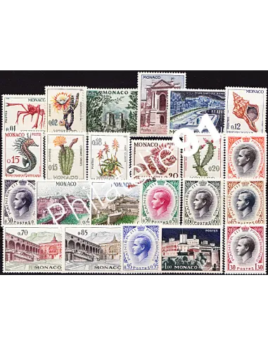 Timbres de Monaco n° 537A à 550 A - Prince Rainier III, faune, flore etvues