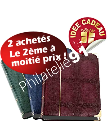 Leuchtturm, Classeur croco, 64 pages noires, matériel philatélique