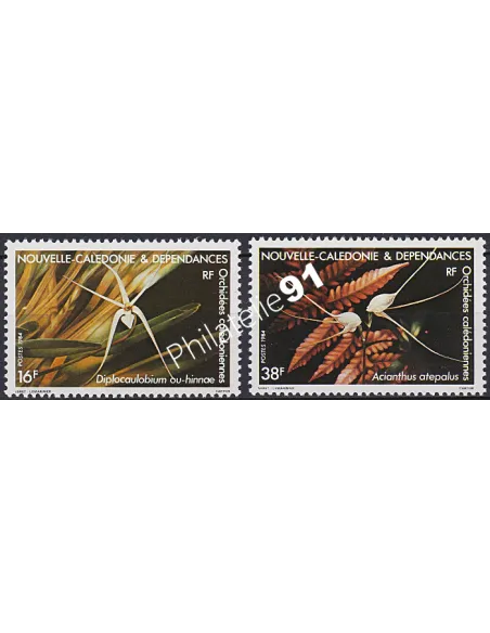 NOUVELLE CALEDONIE, n°488 à 489, Orchidées, collection timbres Dom-Tom