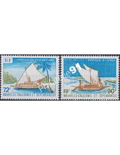 NOUVELLE CALEDONIE, n° 535 à 536, pirogues, collection timbres Dom-Tom