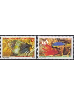 NOUVELLE CALEDONIE, n° 551 à 552, poissons, collection timbres Dom-Tom