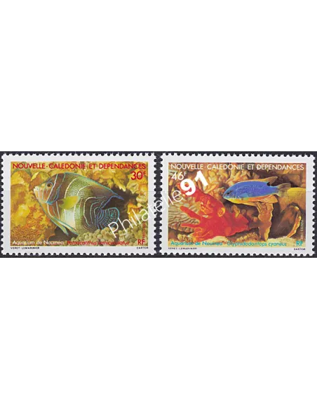 NOUVELLE CALEDONIE, n° 551 à 552, poissons, collection timbres Dom-Tom