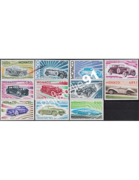 MONACO - n° 1018 à 1028 - Evolution des lignes de l'automobile