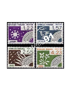Timbre Préoblitéré n° 186 à 189, Les mois de l'année, collection timbres de France