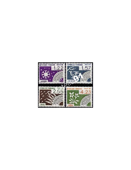 Timbre Préoblitéré n° 186 à 189, Les mois de l'année, collection timbres de France