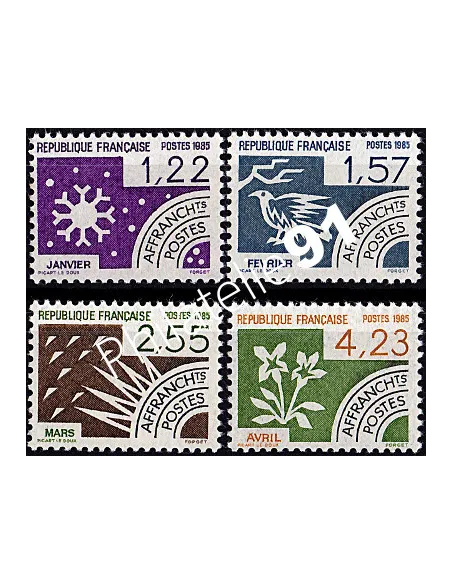 Timbre Préoblitéré n° 186 à 189, Les mois de l'année, collection timbres de France