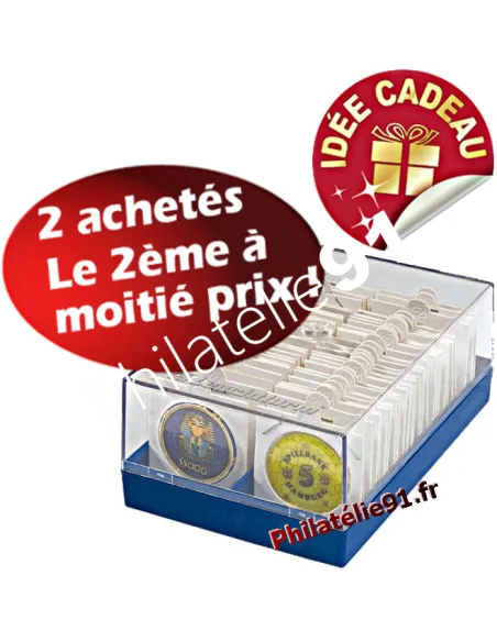 coffret pour 100 pièces sous cadres LEUCHTTURM, matériel numismatique
