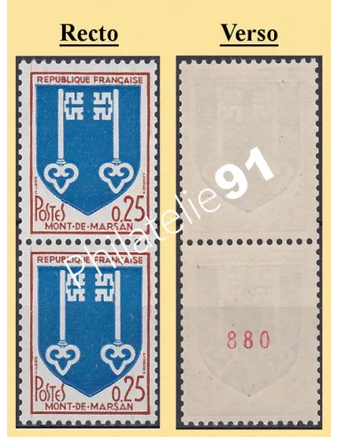 n° 1469a, paire de roulette, collection timbres France