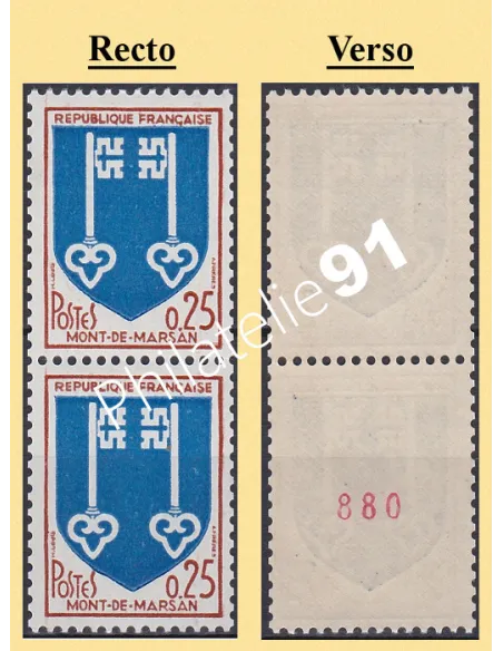 n° 1469a, paire de roulette, collection timbres France