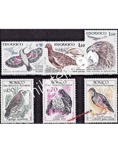 MONACO - n° 1316 à 1321 - Oiseaux du Parc national du Mercantour