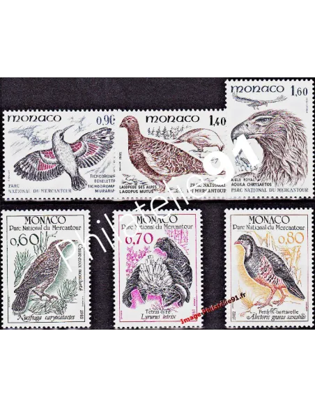MONACO - n° 1316 à 1321 - Oiseaux du Parc national du Mercantour