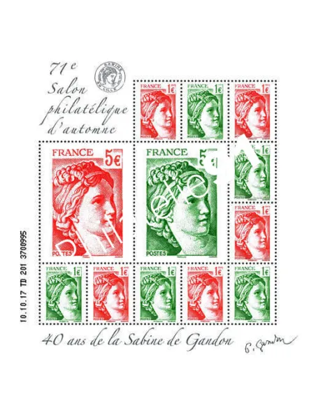 Bloc 40 ans Sabine de Gandon, Salon d'Automne à Paris, timbres France
