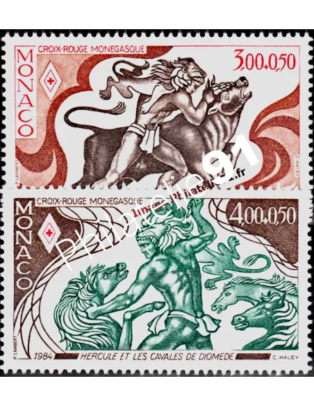 MONACO - n° 1435 à 1436 - 12 travaux d'Hercule (III) Croix-rouge