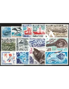 Timbres des T.A.A.F. Année complète 1977 poste + poste aérienne, timbres des DOM TOM
