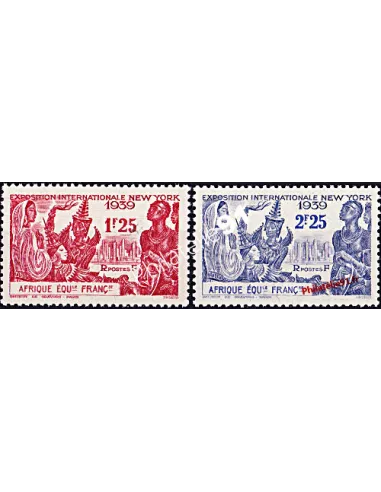 Timbres d'A.E.F. n° 70 à 71, Exposition New York, timbres des colonies