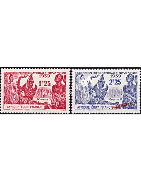 Timbres d'A.E.F. n° 70 à 71, Exposition New York, timbres des colonies