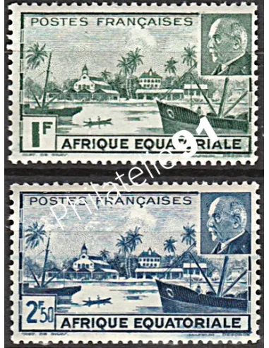 Timbres d'A.E.F. n° 90 et 91, timbres des colonies françaises