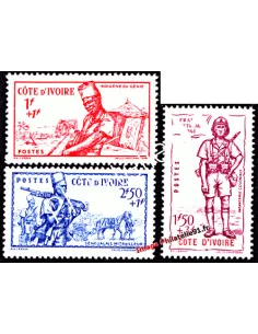 Timbres de Côte d'Ivoire n° 162 à 164, timbres des colonies