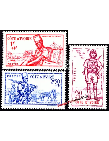 Timbres de Côte d'Ivoire n° 162 à 164, timbres des colonies