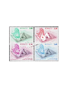 MONACO - n° 1585 à 1588 ** - Papillon et Timbre-poste