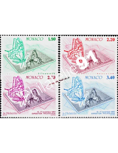 MONACO - n° 1585 à 1588 ** - Papillon et Timbre-poste